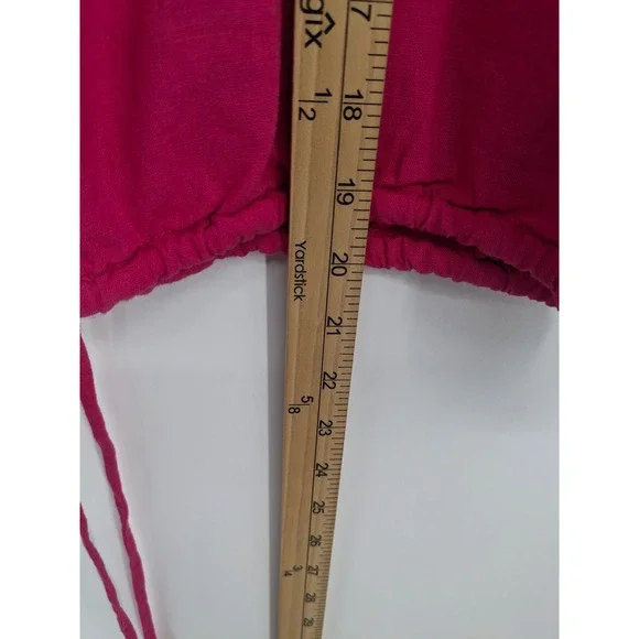 Banana Republic Linen Blend Top Womens XXL Pink Crop Puff Sleeve Casual NWT New - Picture 8 of 9